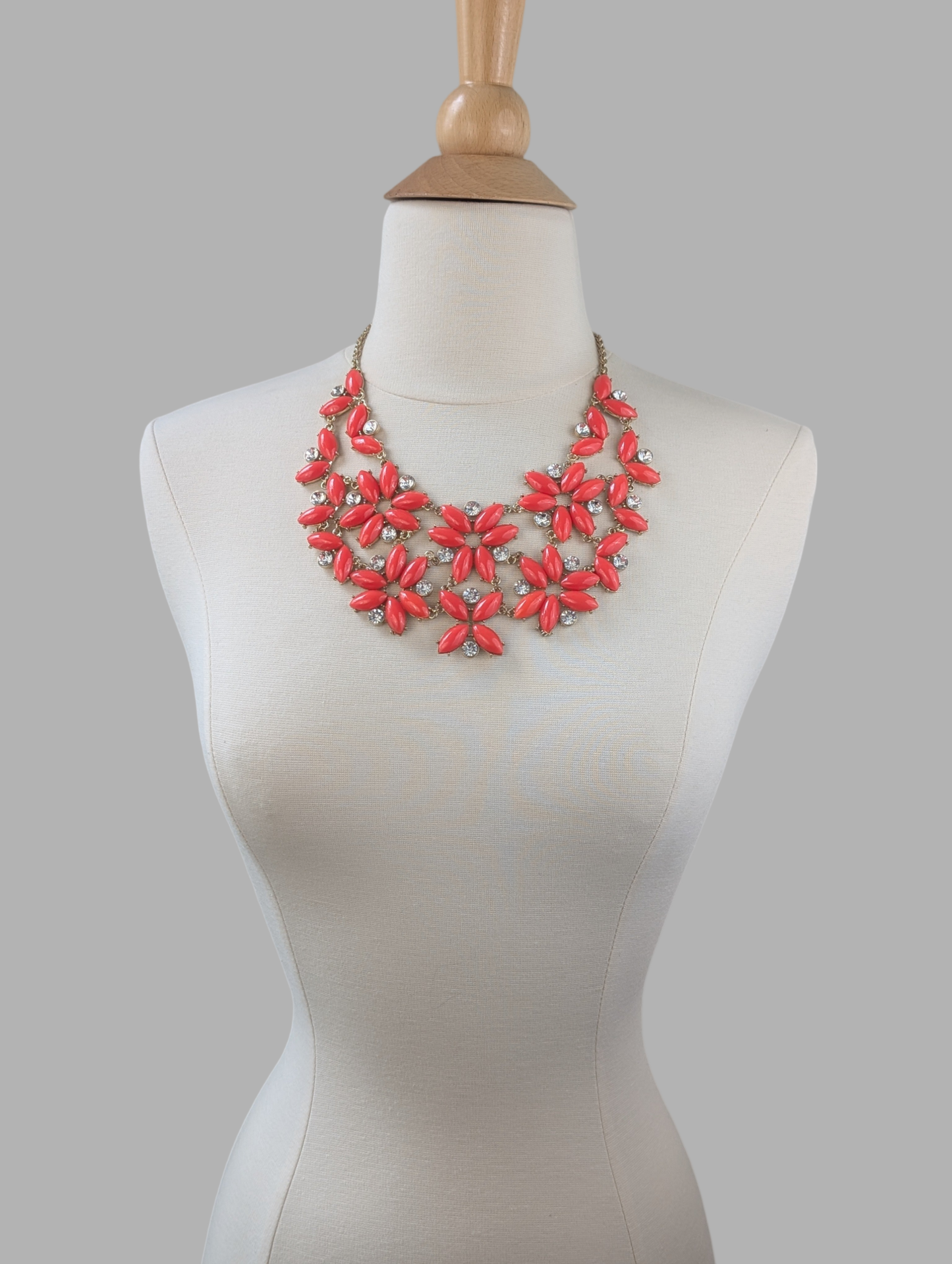 Red Flowers Bib Necklace