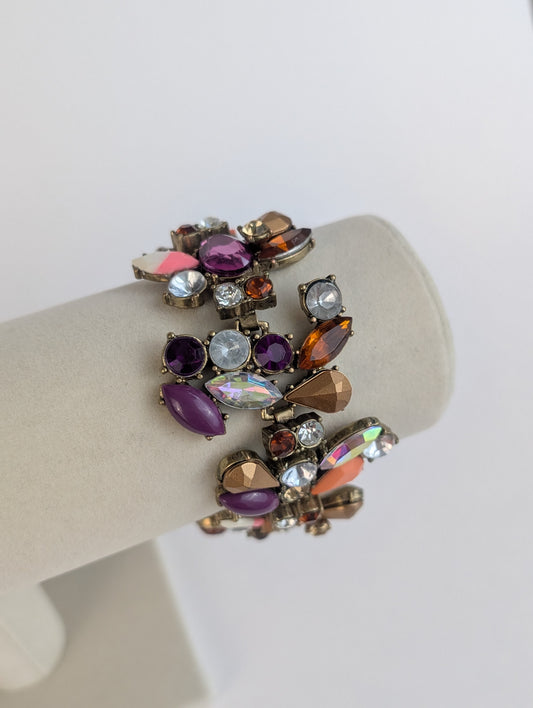Purple and Gold Rhinestone Bracelet