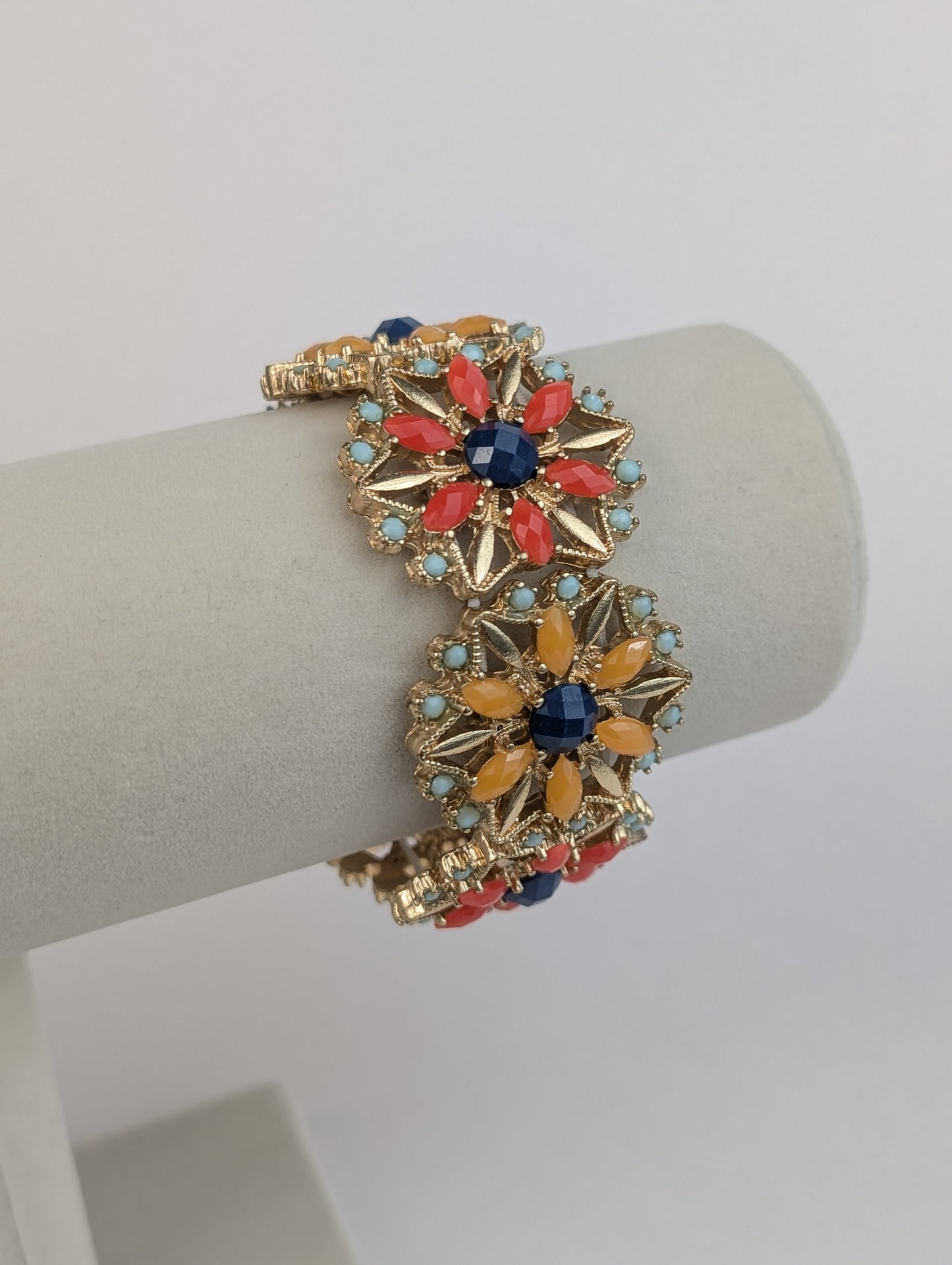 Golden and Orange Sunflower Cuff Bracelet