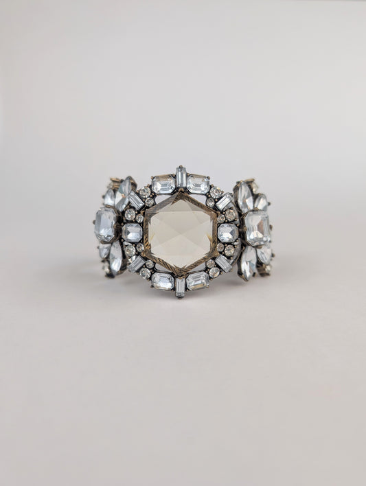 Elegant Champagne Rhinestone Flower Bracelet