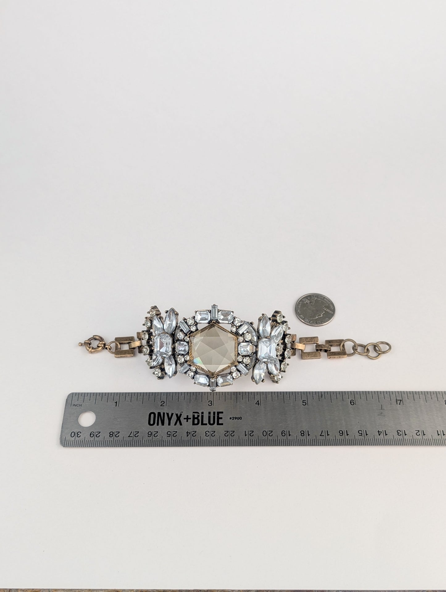 Elegant Champagne Rhinestone Flower Bracelet