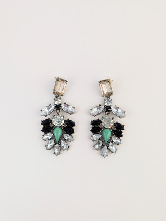 Rhinestone Leaf Earrings