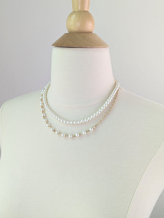 Dainty Pearl Double Layered Necklace