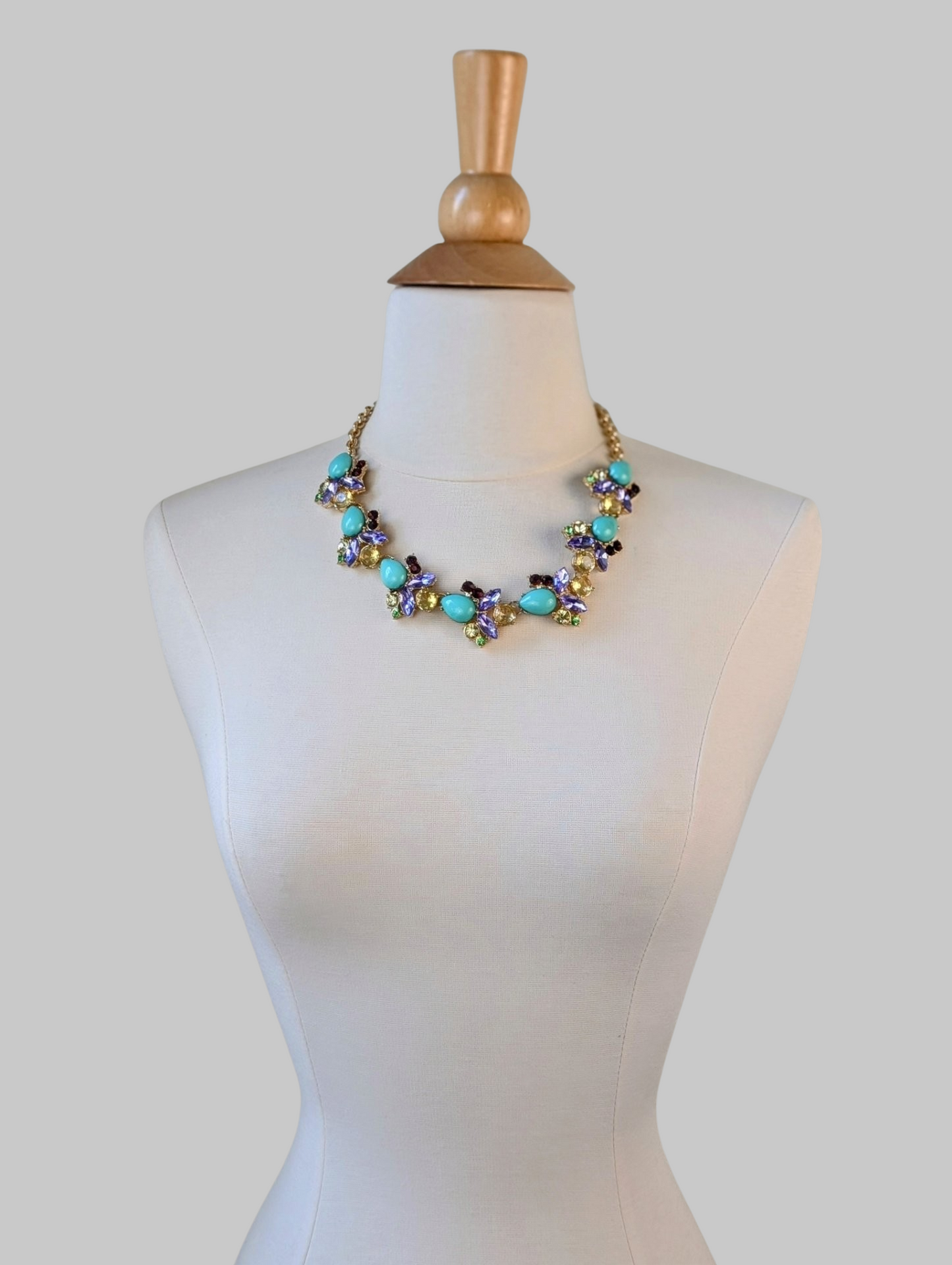 Turquoise Lavender Floral Statement Necklace