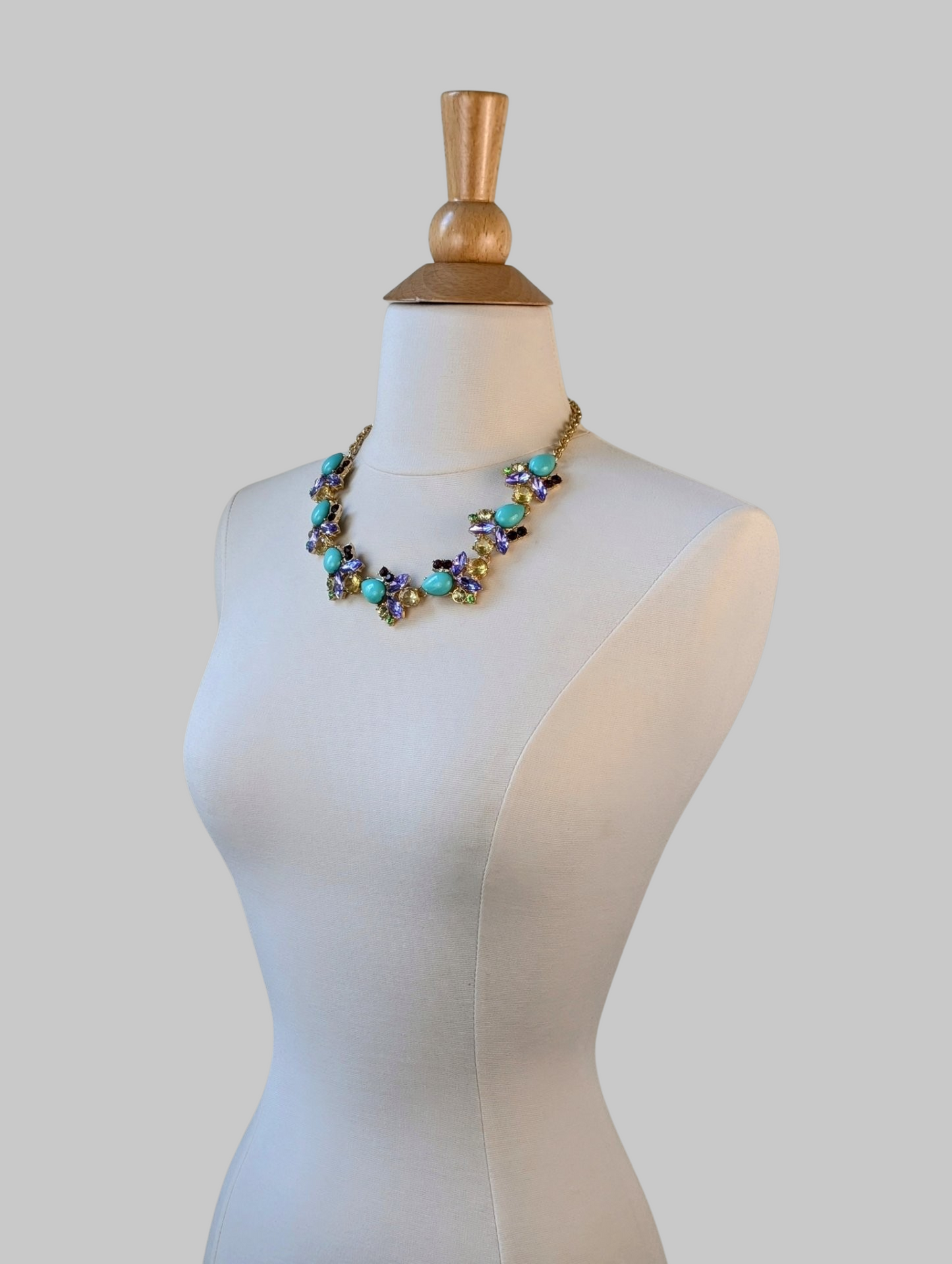 Turquoise Lavender Floral Statement Necklace