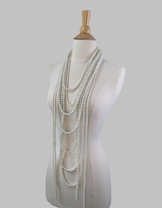 Chunky Long Pearl Statement Necklace