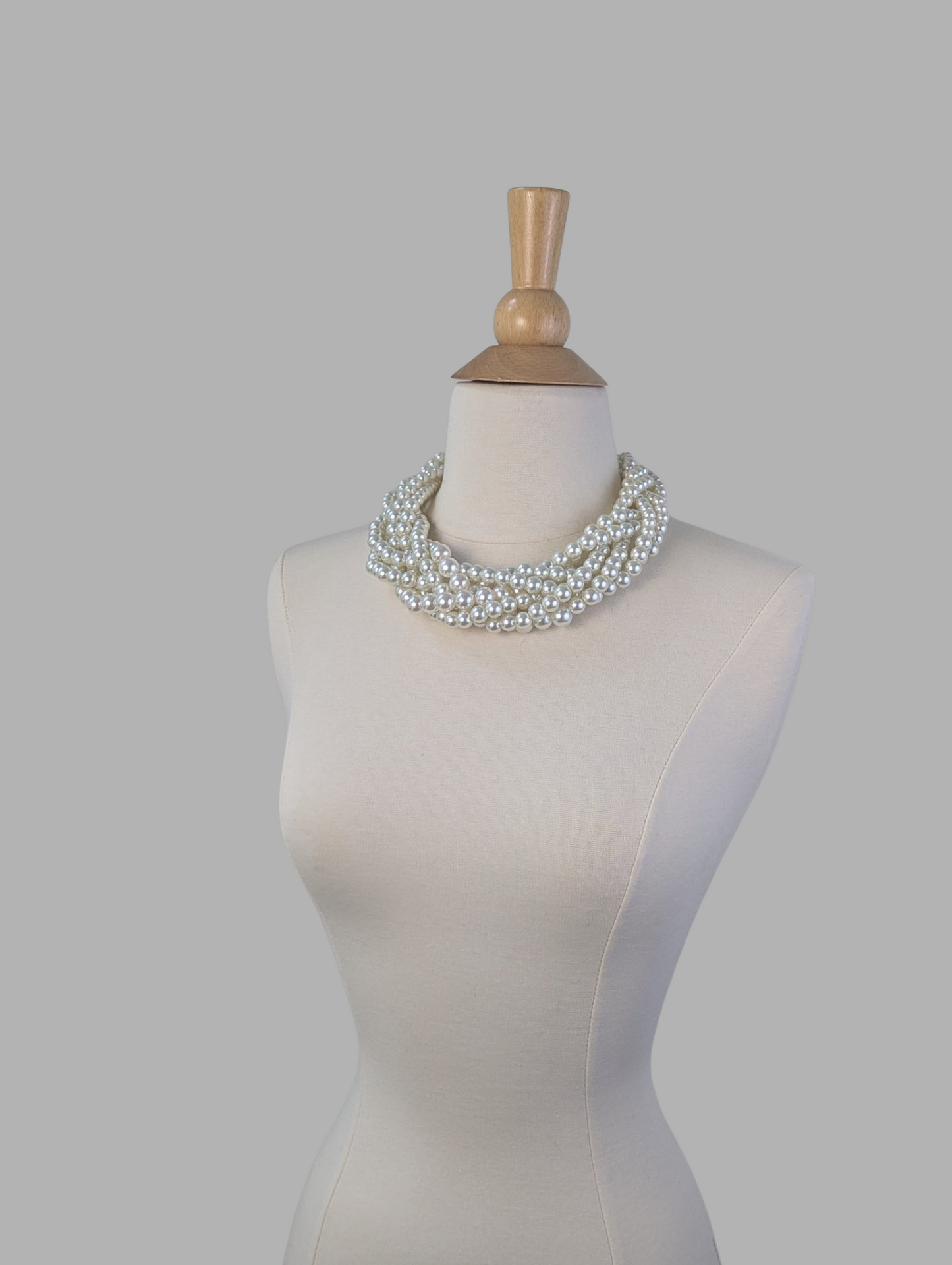 Braided Ivory Pearl Collar Necklace