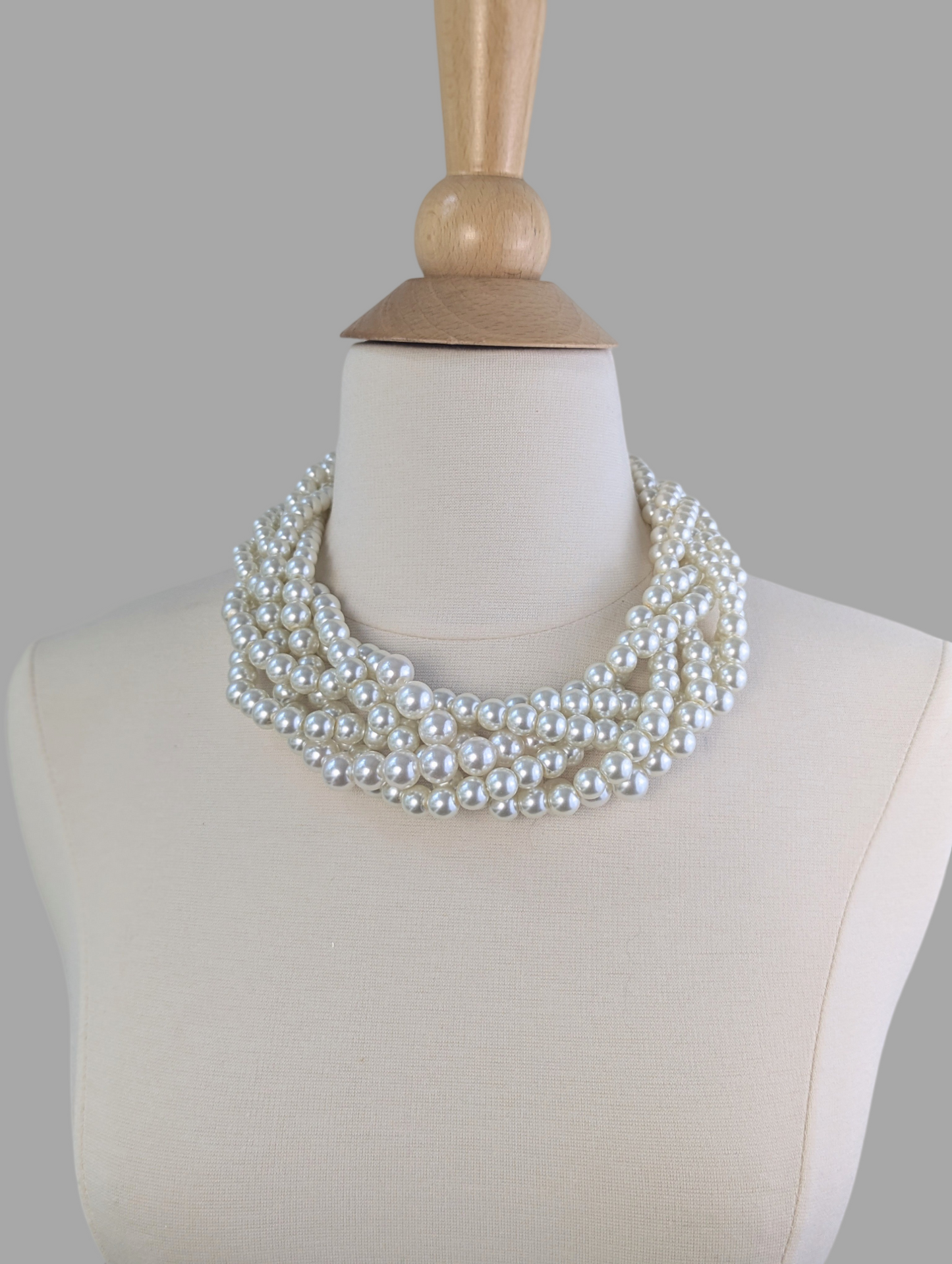 Braided Ivory Pearl Collar Necklace