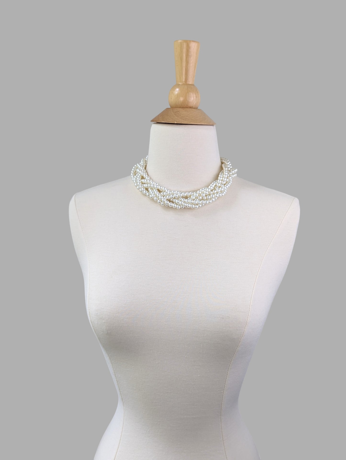 Braided Pearl Collar Necklace