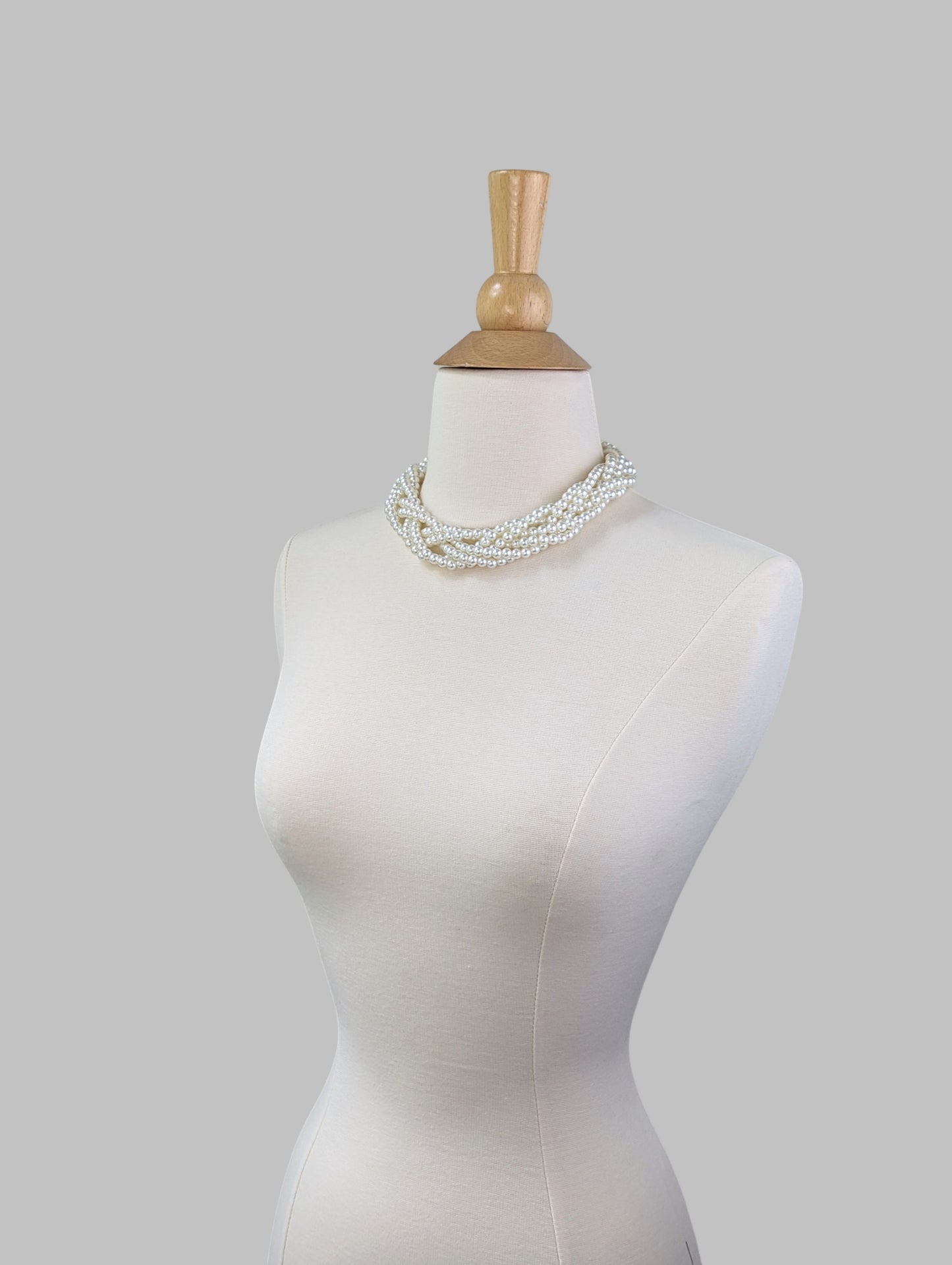 Braided Pearl Collar Necklace