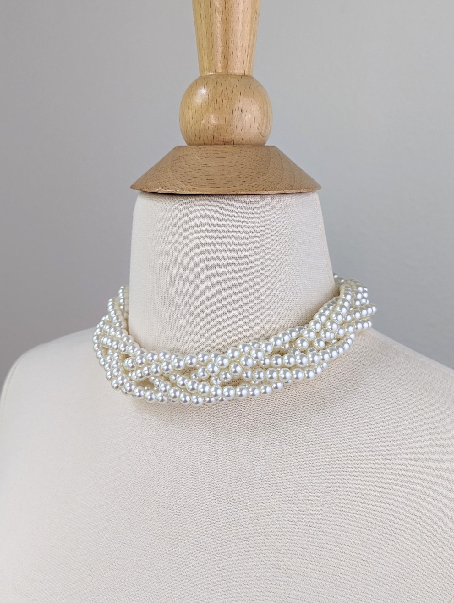 Braided Pearl Collar Necklace