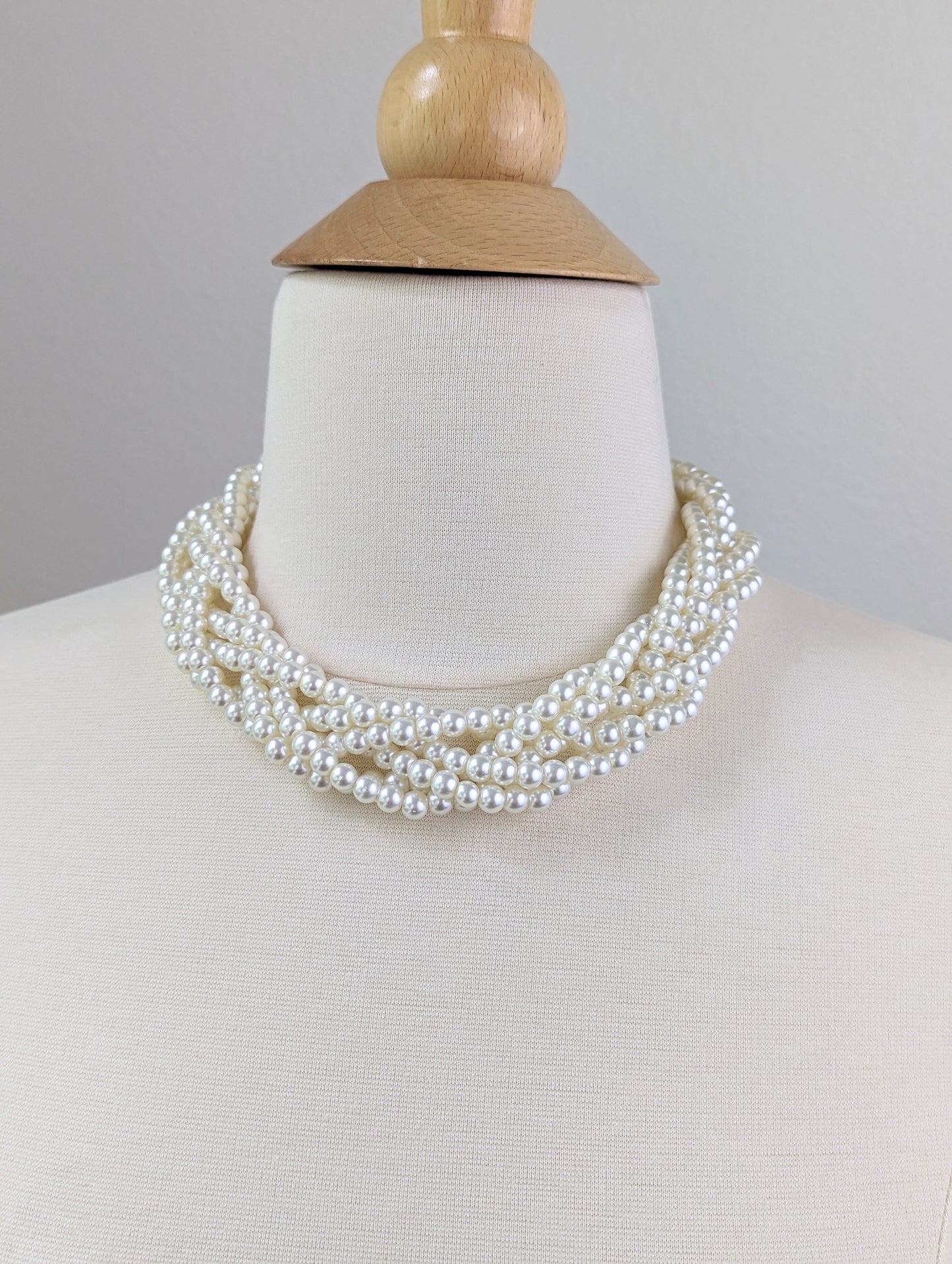 Braided Pearl Collar Necklace