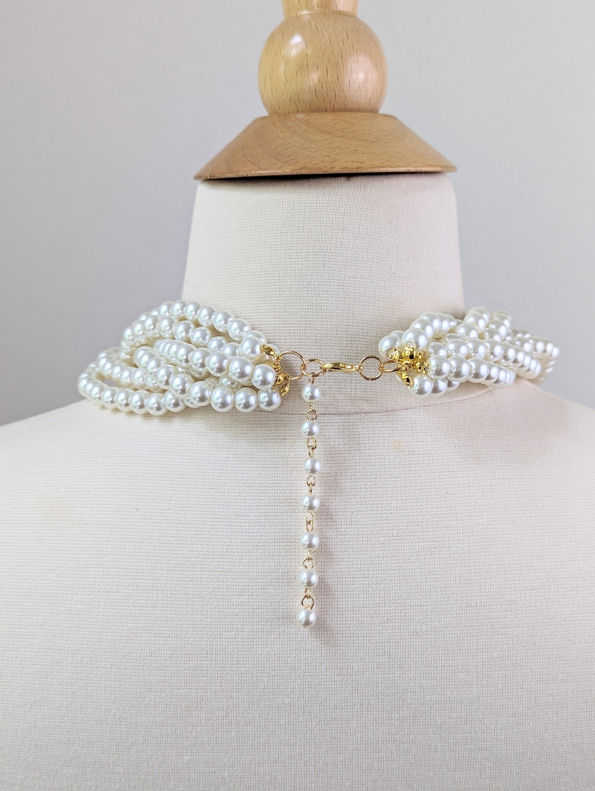 Multi Layered Pearl Collana Beaded Clavicle Choker Gioielli Multi Layered Pearl Collana Beaded Clavicle Choker Gioielli