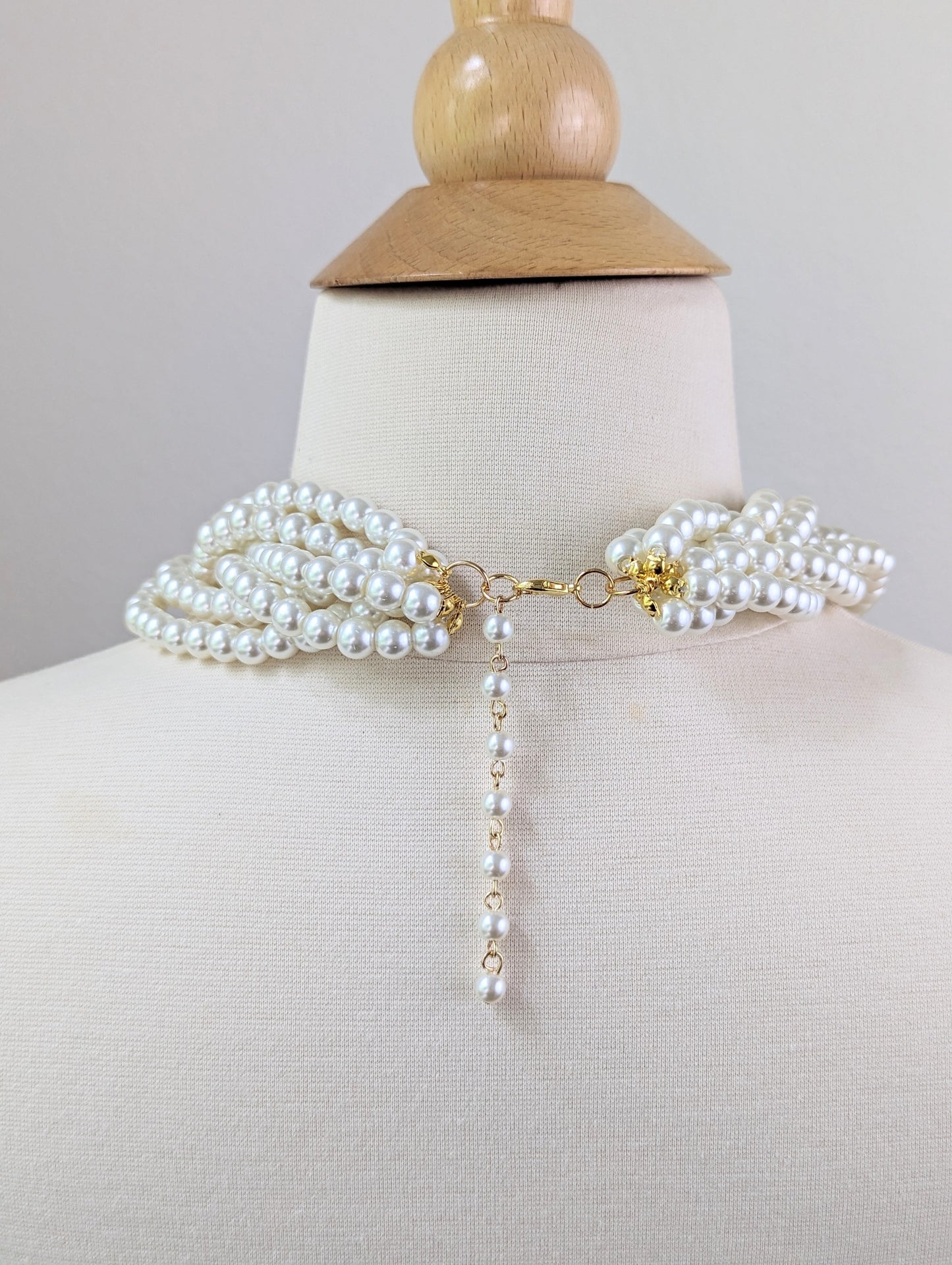 Braided Pearl Collar Necklace