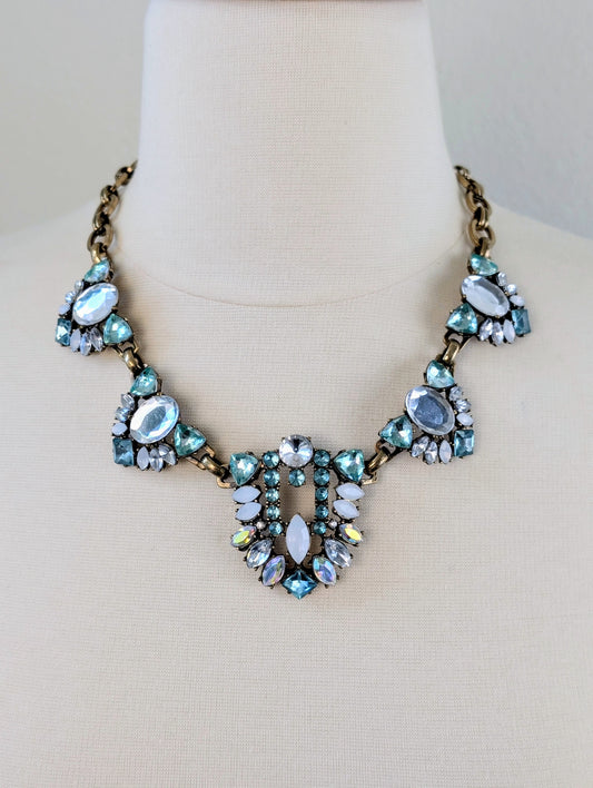 Cyan Rhinestone Necklace