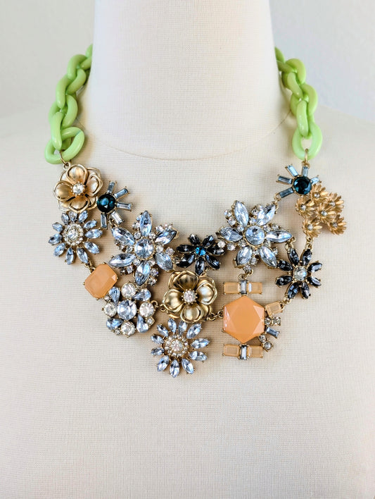 Flower bib necklace