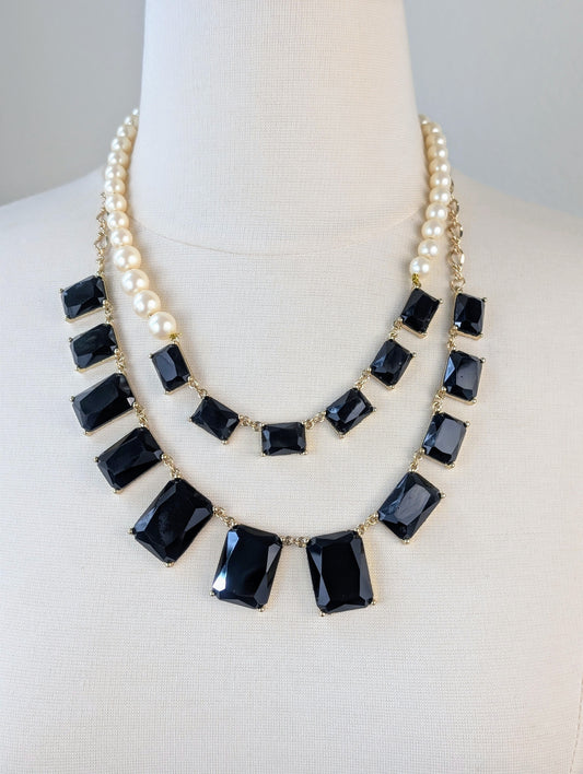 Double Strand Black and White Necklace