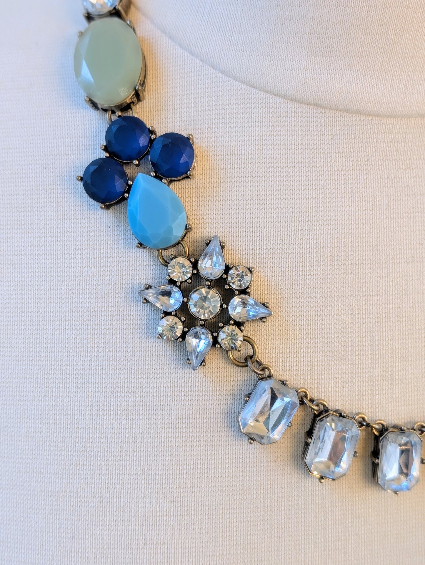 Blue Flower Crystal Necklace