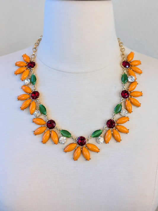 Orange Floral Necklace