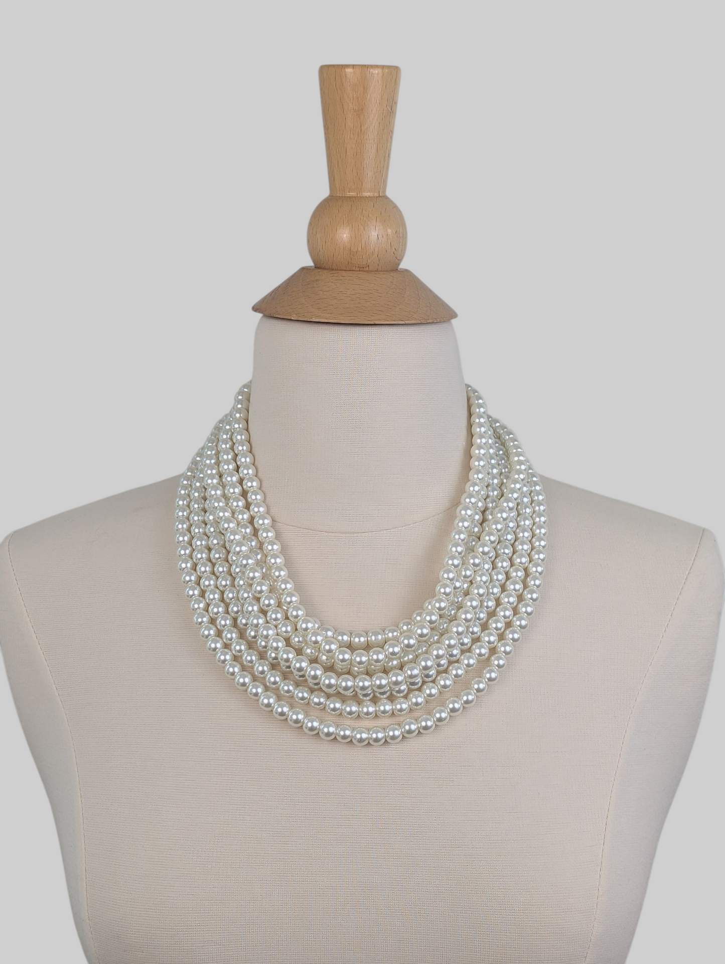 Chunky Multi Strand Pearl Necklace