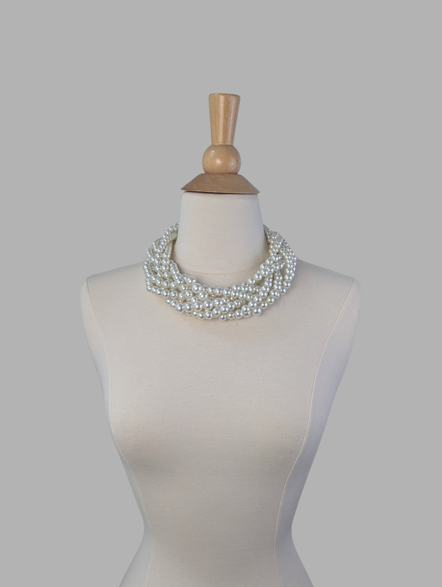 Braided Ivory Pearl Collar Necklace