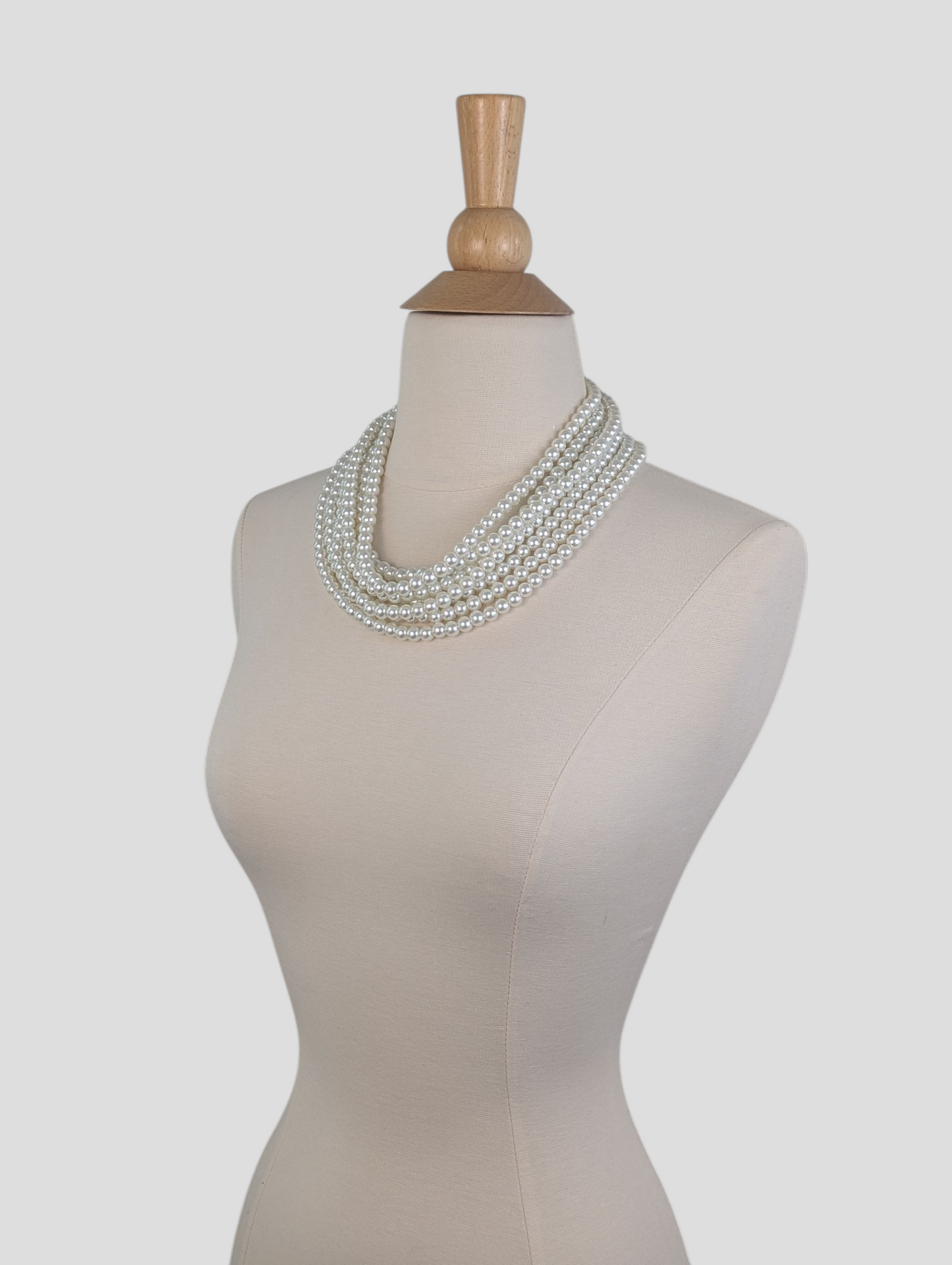 Chunky Multi Strand Pearl Necklace