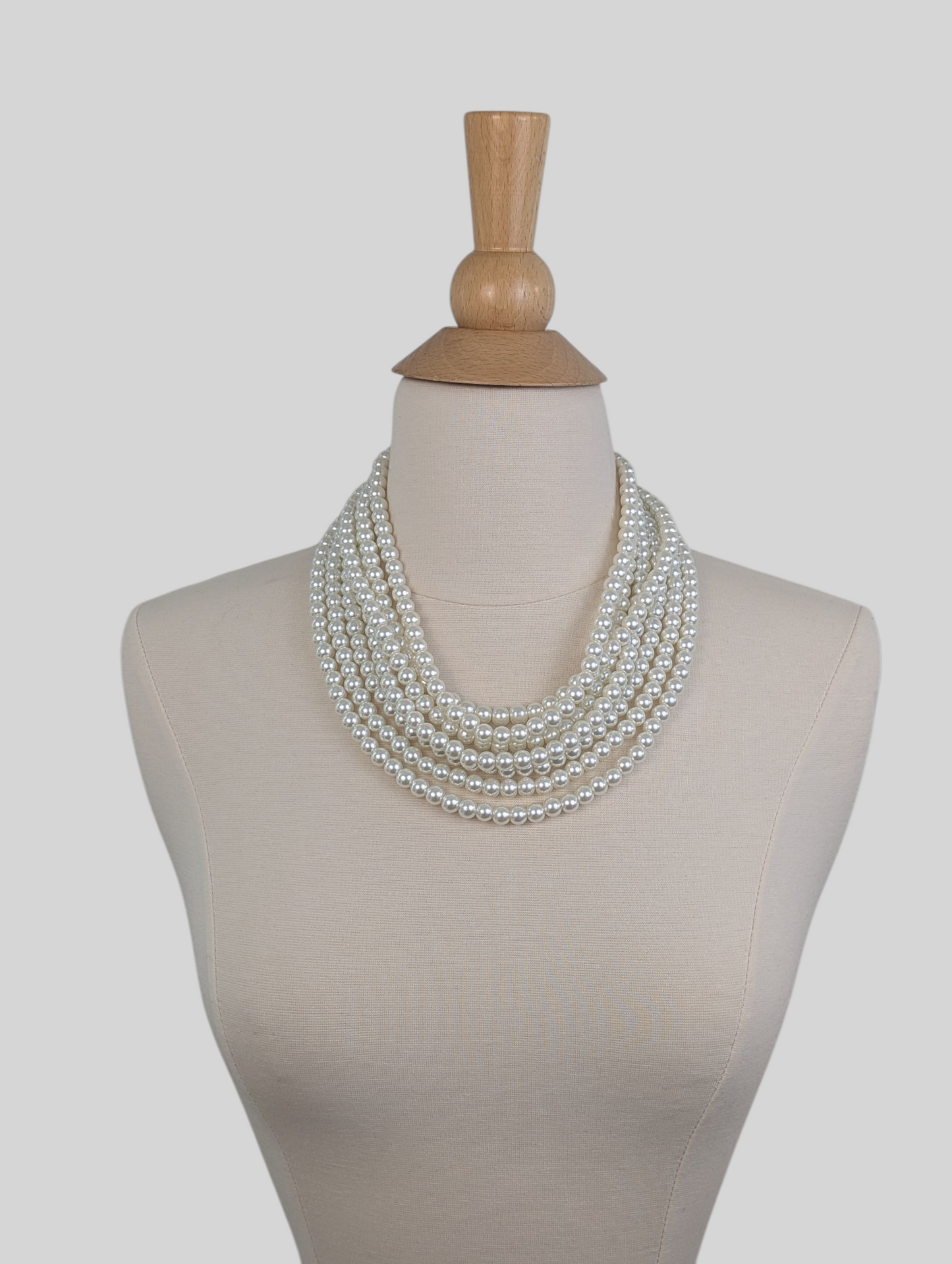 Chunky Multi Strand Pearl Necklace