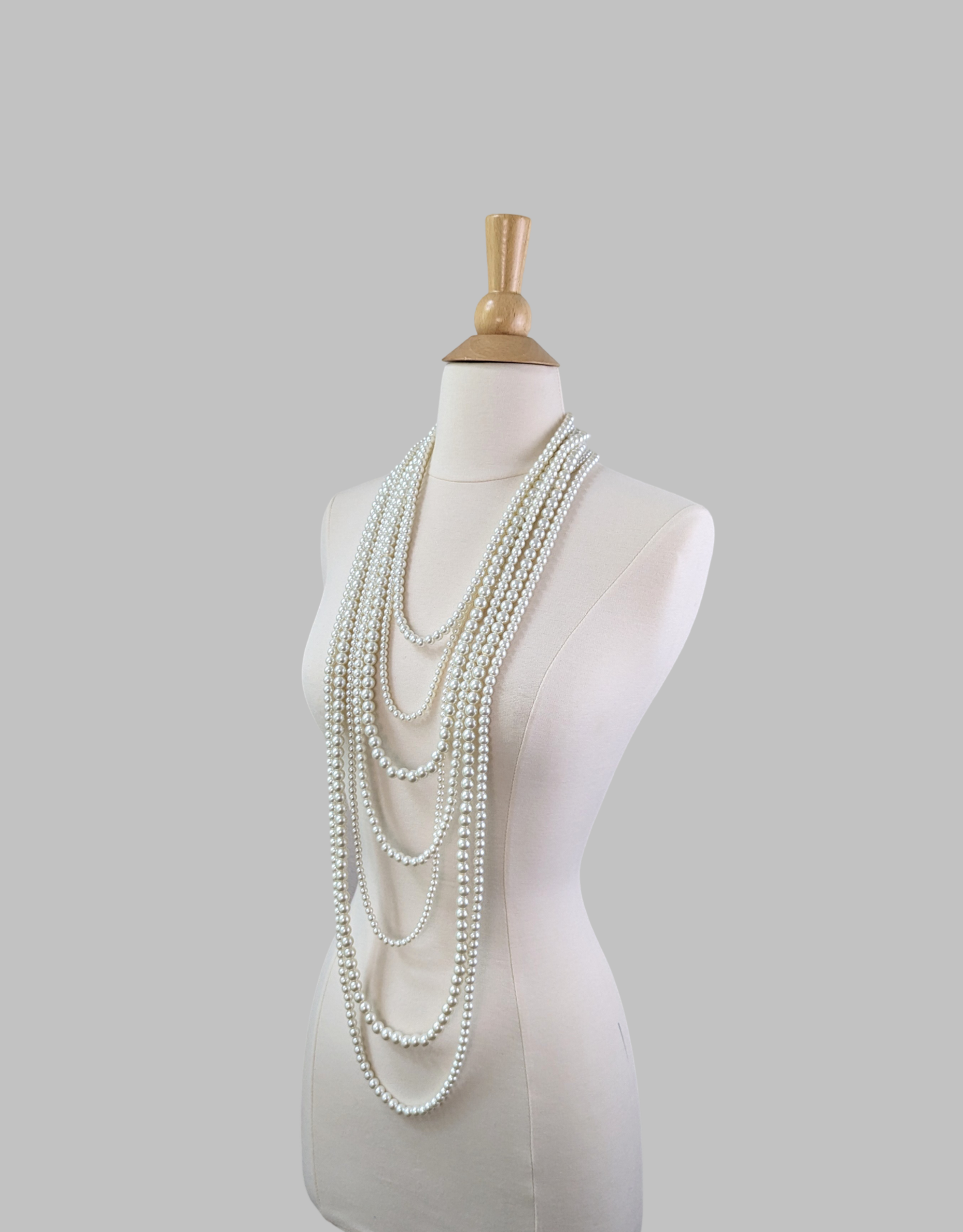 Long Layered Pearl Necklace