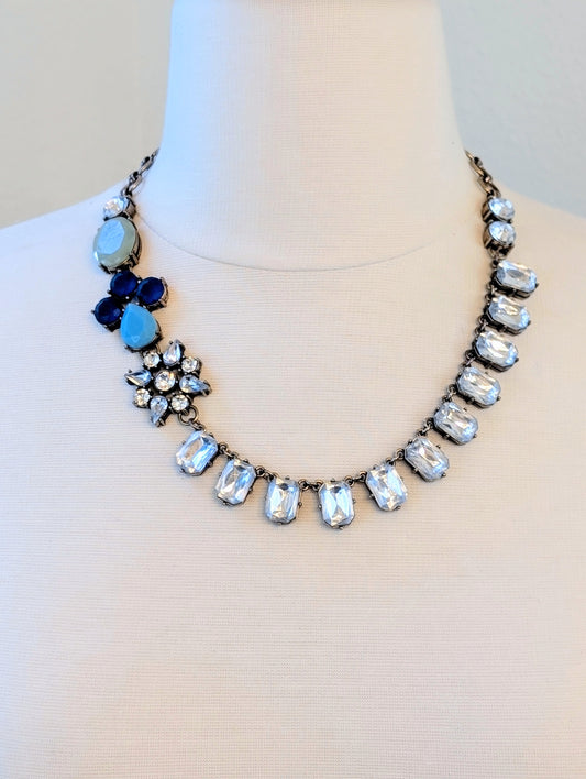 Blue Flower Crystal Necklace