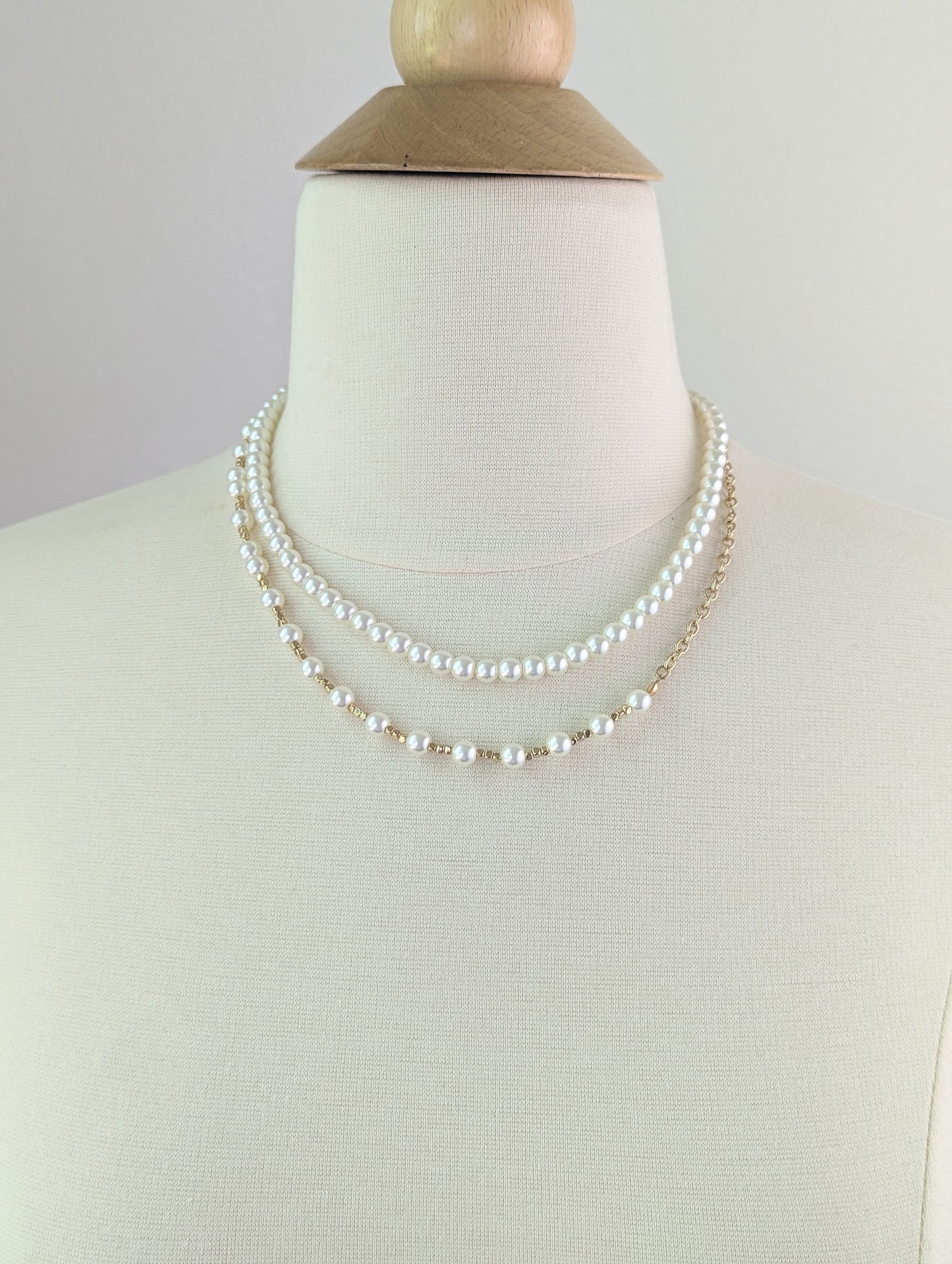 Dainty Pearl Double Layered Necklace