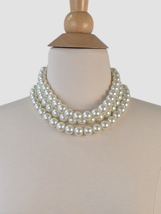 Chunky Overlay Pearl Choker