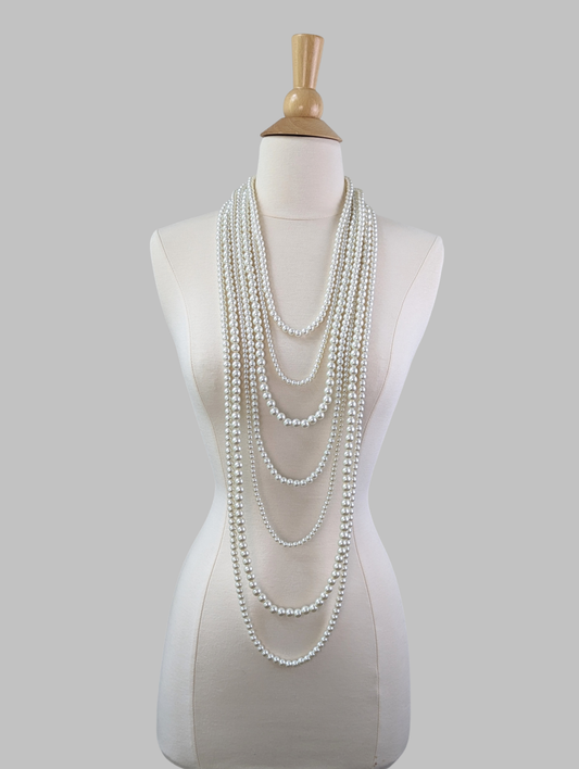 Long Layered Pearl Necklace